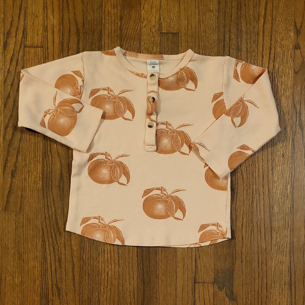 Kate Quinn Peach Print Kids Button Down Shirt